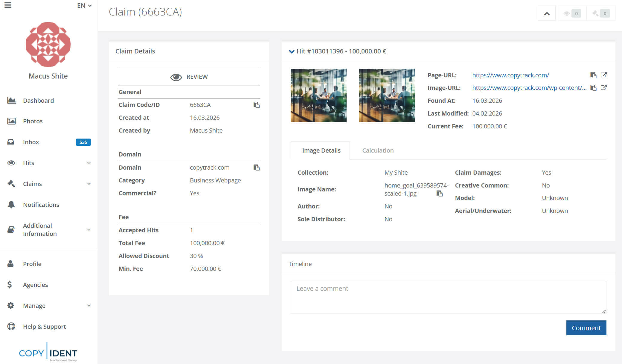 Nothing to do with copytrack - honest.
